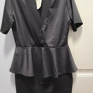 Black peplum mini dress